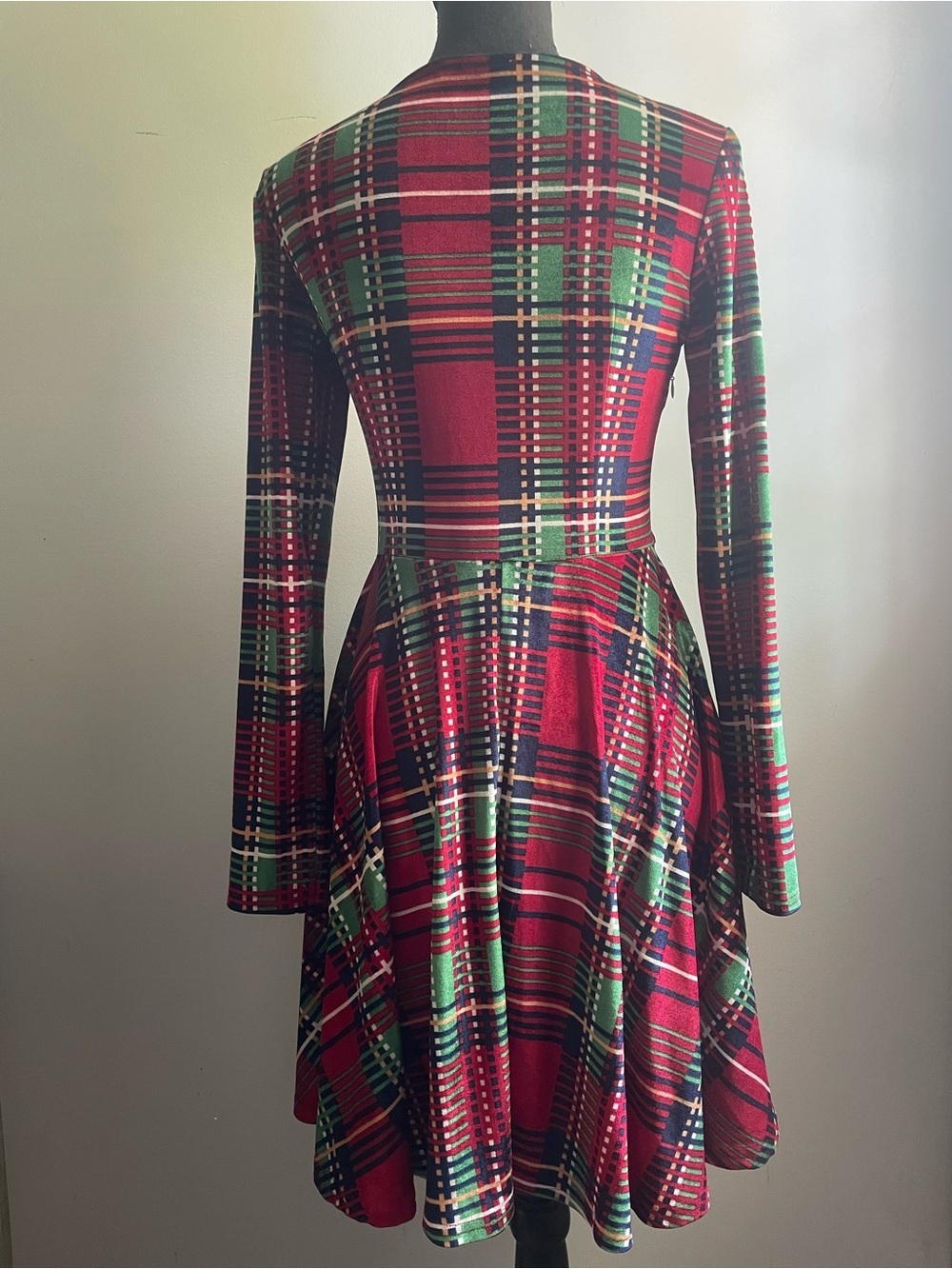 SHEIN Red Plaid Fit & Flare Midi Dress - Picture 6 of 9